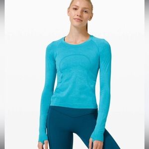 EUC Lululemon Swiftly Tech LS 2.0 Race Length | Size 8 | Blue Run Top